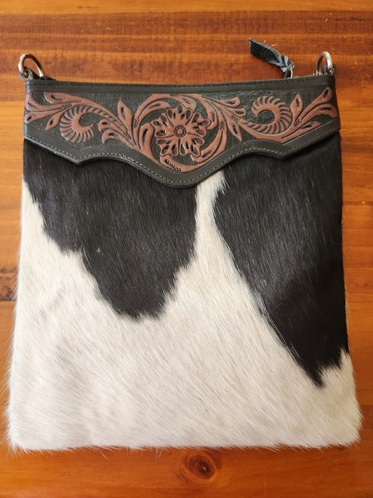 Tooled Cowhide Bag #1